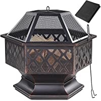 Gardebruk Brasero exterior hoguera hexagonal calentador quemador cubierta protectora 70x60-5cm para jardín patio terraza